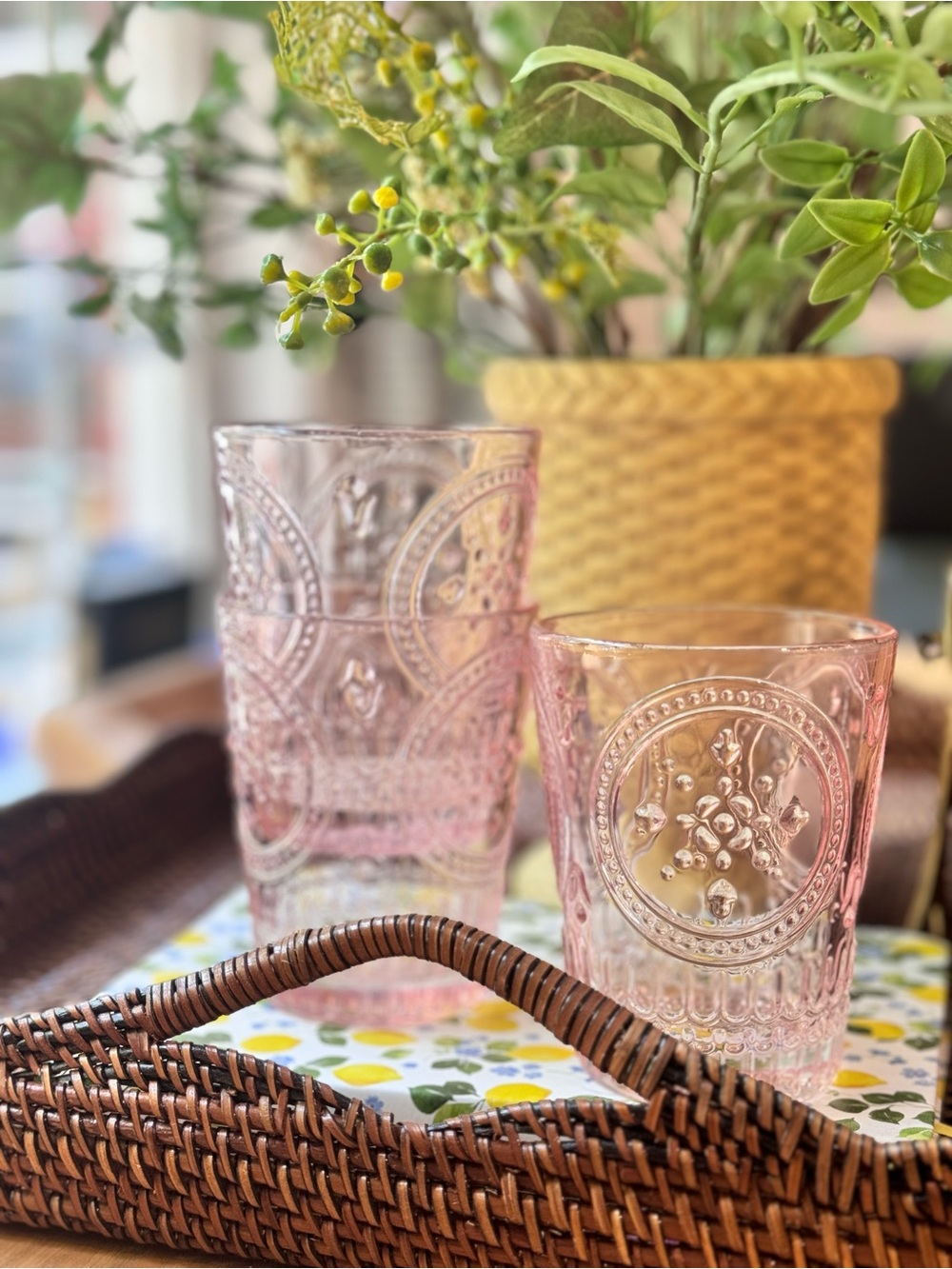Romantic Pink Blush Glass Tumblers, Set of 3